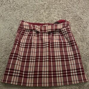 Burberry Red and Cream Plaid Mini Skirt
